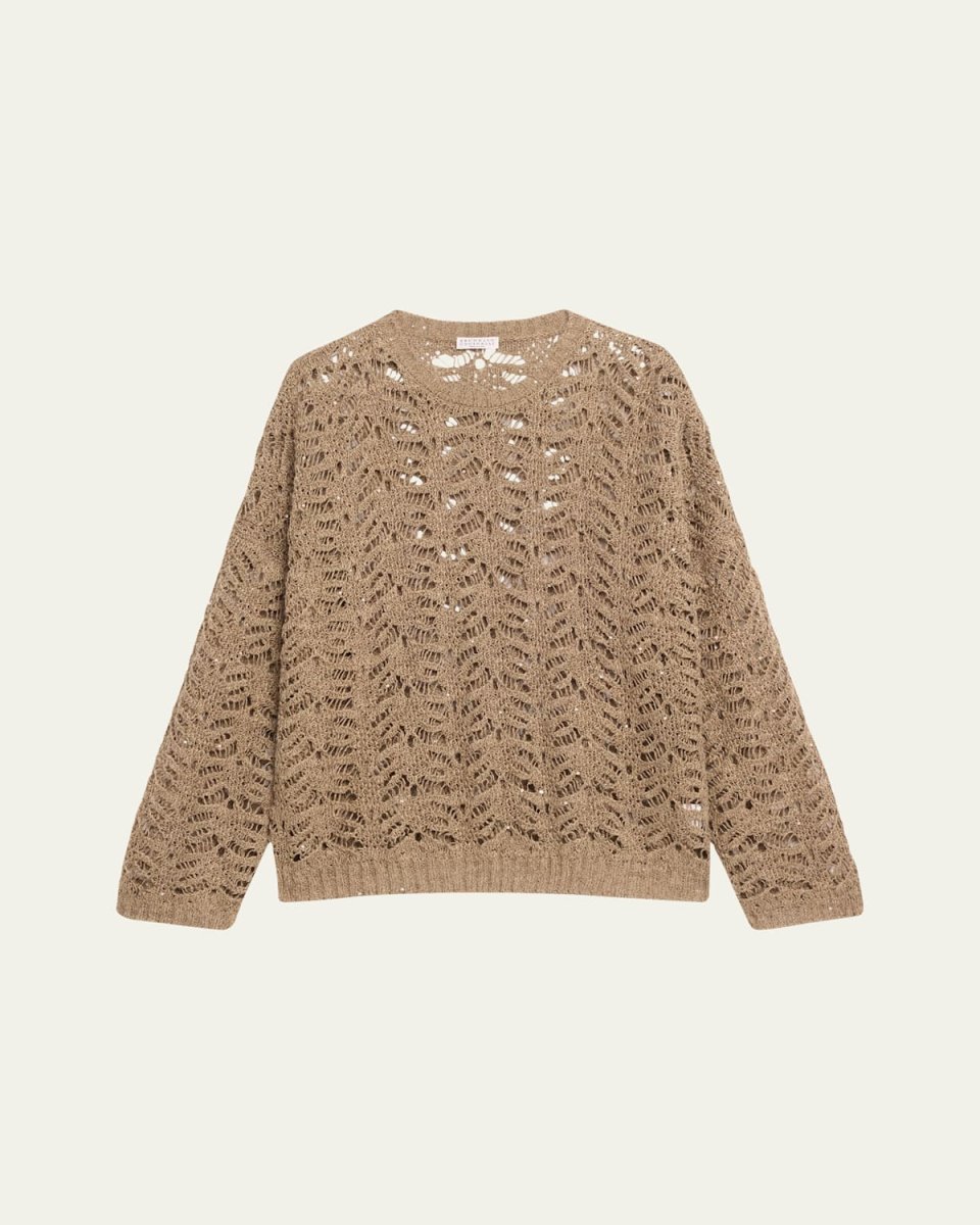 Paillette Lace Knit Crewneck Sweat